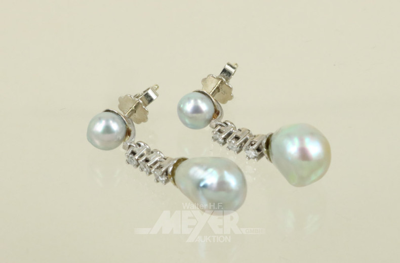 Paar Ohrhänger, 585er WG, besetzt