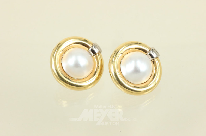 Paar Ohrstecker/Clips, 750er GG