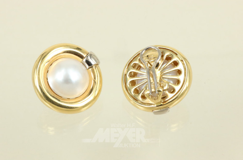 Paar Ohrstecker/Clips, 750er GG