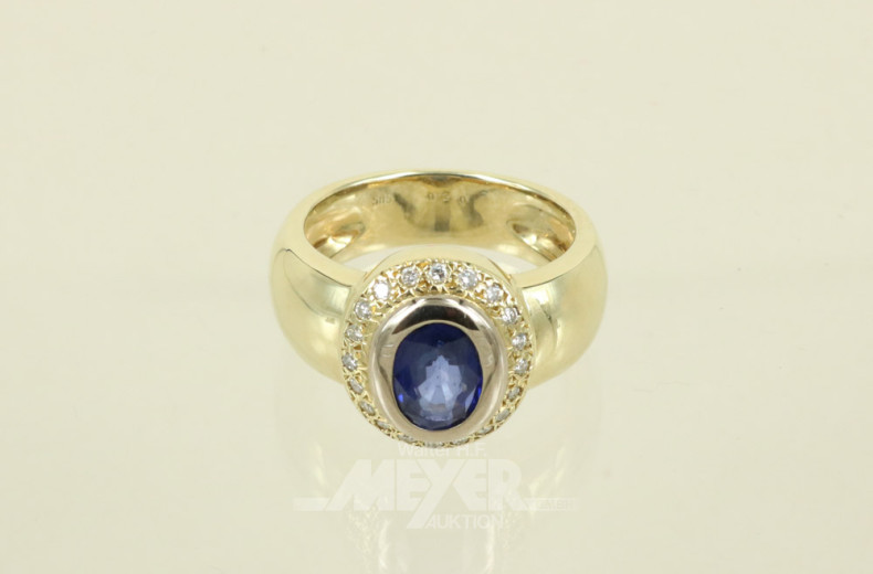 Damenring, 585er GG, besetzt mit