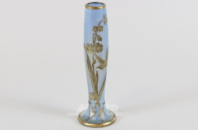 Glas-/Stangenvase, opalblaues Glas,