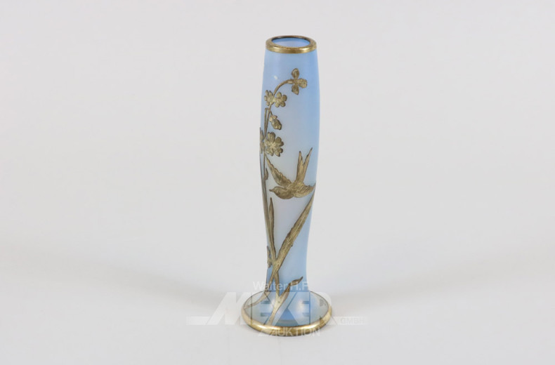 Glas-/Stangenvase, opalblaues Glas,