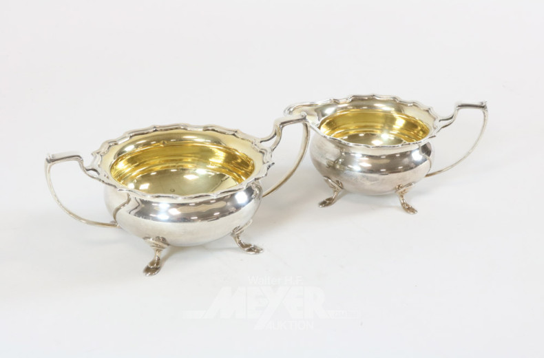 Zucker-Rahm-Set, Silber, England,