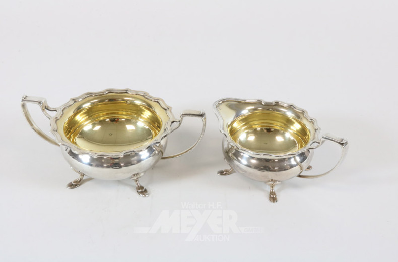 Zucker-Rahm-Set, Silber, England,