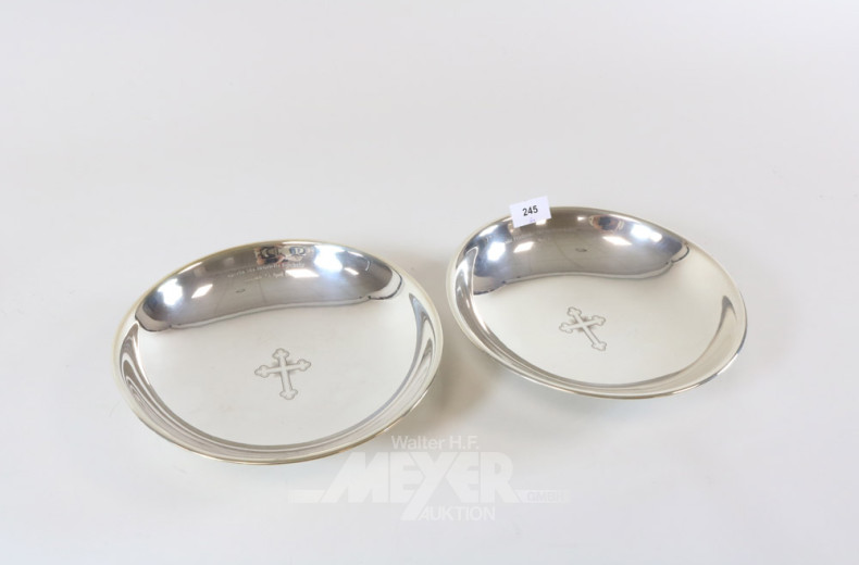 2 Taufschalen mit Standfuß, 830er Silber