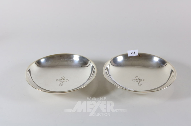 2 Taufschalen mit Standfuß, 830er Silber