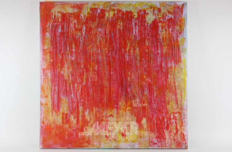 abstraktes Bild ''Passion'', rot/gelb,