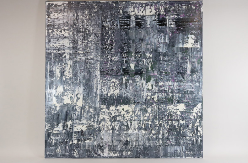 2 abstrakte Bilder ''Silence'', schw./weiß,