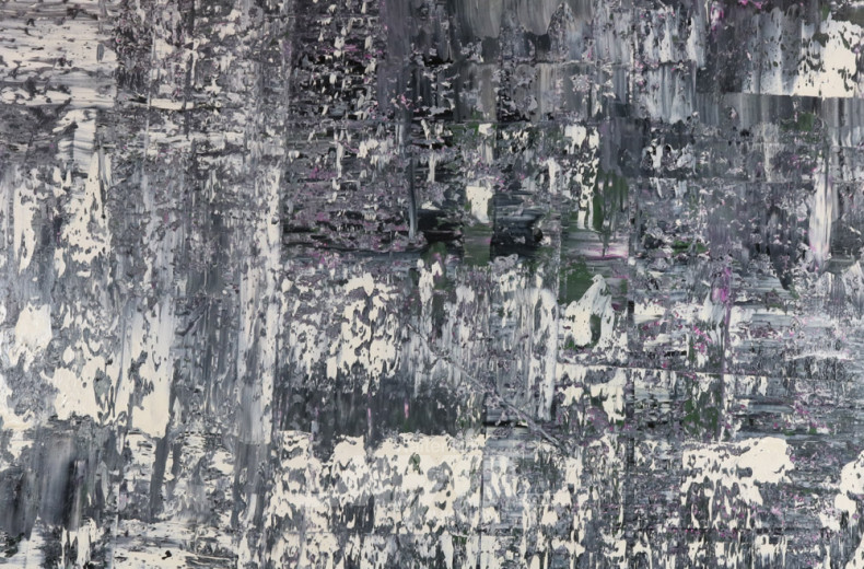 2 abstrakte Bilder ''Silence'', schw./weiß,