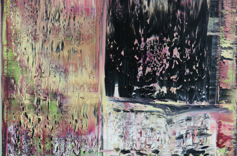 abstraktes Bild, ohne Titel, mehrfarbig,