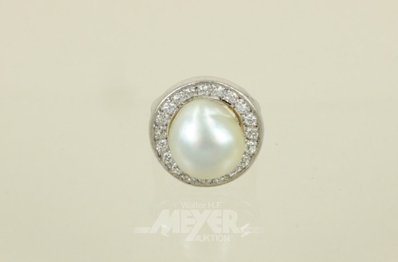 Damenring, 585er WG, besetzt mit