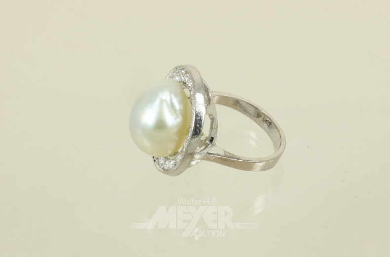 Damenring, 585er WG, besetzt mit