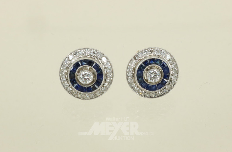 Paar Ohrstecker, Platin, rund gearbeitet