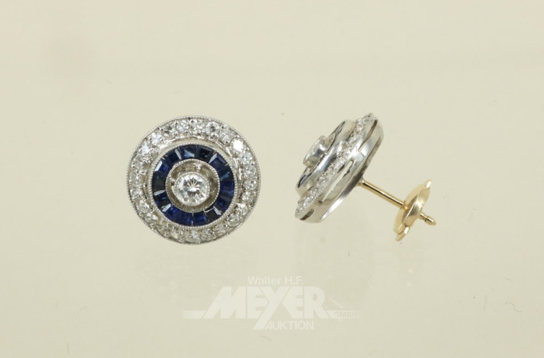 Paar Ohrstecker, Platin, rund gearbeitet