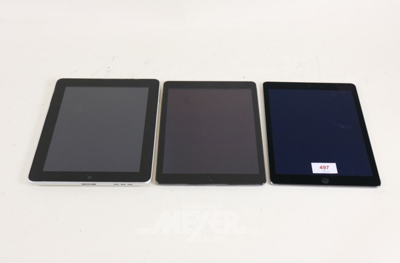 3 versch. Tablet APPLE iPad, silber,