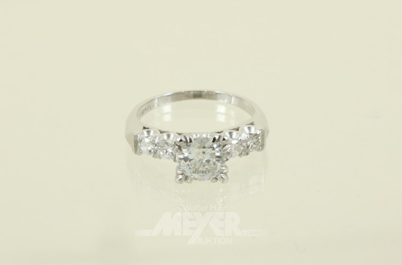 Damenring, Platin, besetzt mit 1 Brill.-