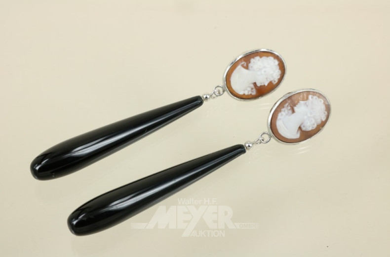 Paar lange Ohrgehänge, Silber, mit