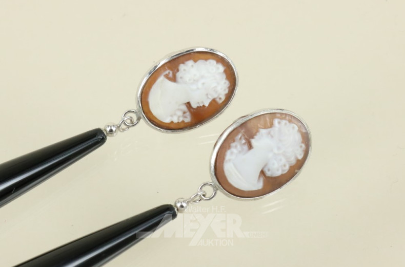 Paar lange Ohrgehänge, Silber, mit