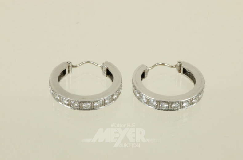 Paar Creolen, Platin, besetzt mit