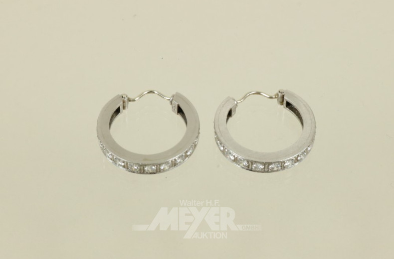 Paar Creolen, Platin, besetzt mit