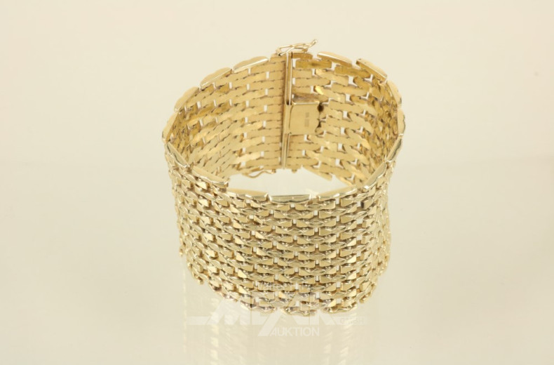 Gliederarmband, 585er GG, ca. 65 g.