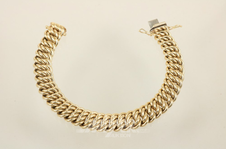 Panzerarmband, Doppel S, 585er GG