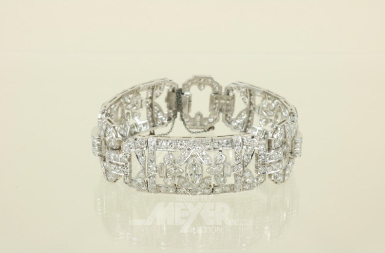 Platin-Armband, Art Deco, besetzt mit