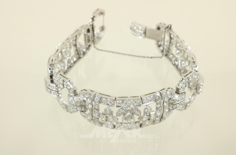 Platin-Armband, Art Deco, besetzt mit