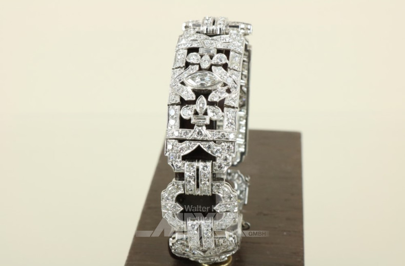 Platin-Armband, Art Deco, besetzt mit
