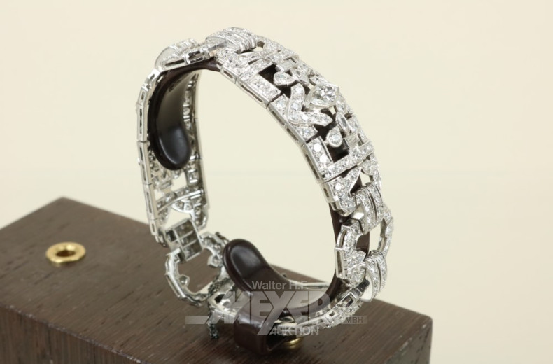 Platin-Armband, Art Deco, besetzt mit