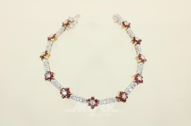 Blüten-Armband, 585er GG/WG,