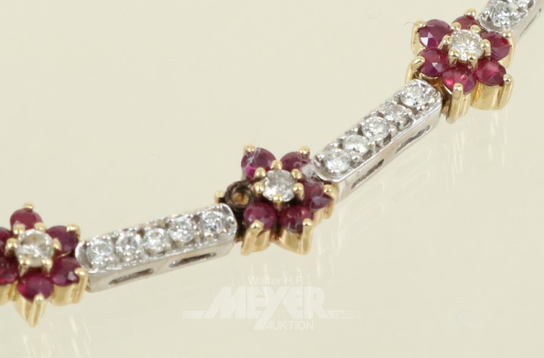 Blüten-Armband, 585er GG/WG,