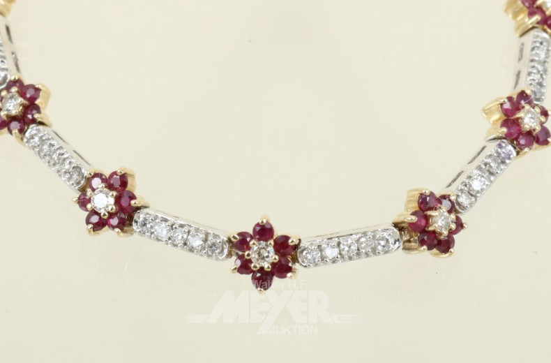 Blüten-Armband, 585er GG/WG,