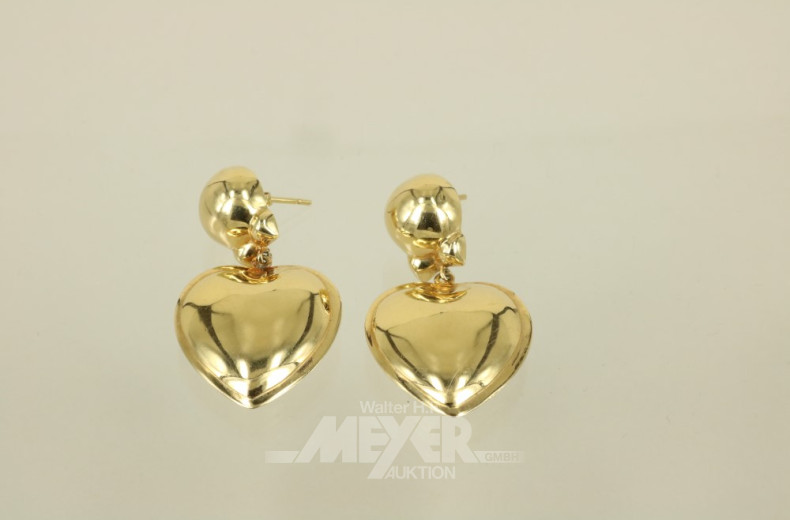 Paar Ohrstecker, 750er GG, ''Herzen''