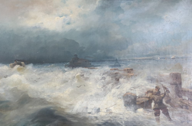Gemälde ''Schiffbrüchige im Sturm'',