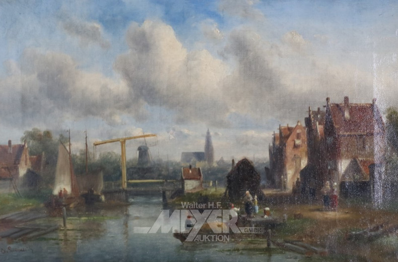 Gemälde, ''Holländische Hafeneinfahrt mit