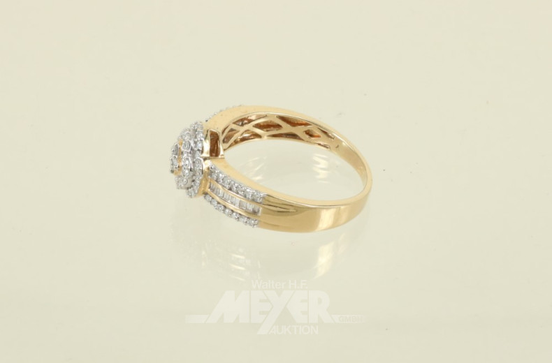 Damenring, 585er GG, ca. 6 g., besetzt