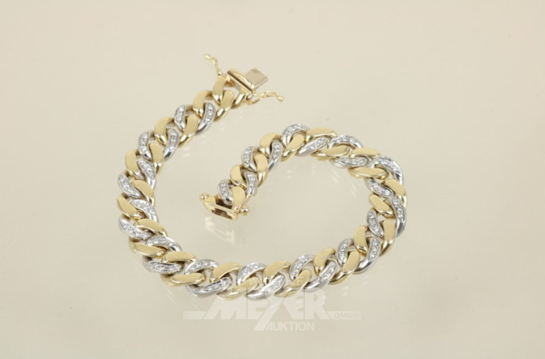 Flachpanzerarmband, 585er GG/WG,