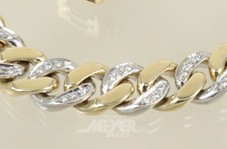 Flachpanzerarmband, 585er GG/WG,