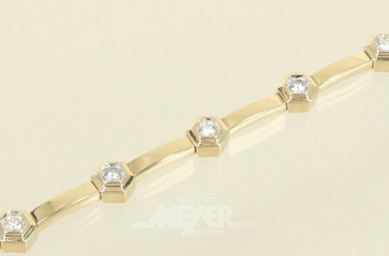 Armband, 585er GG, ca. 17 g., besetzt