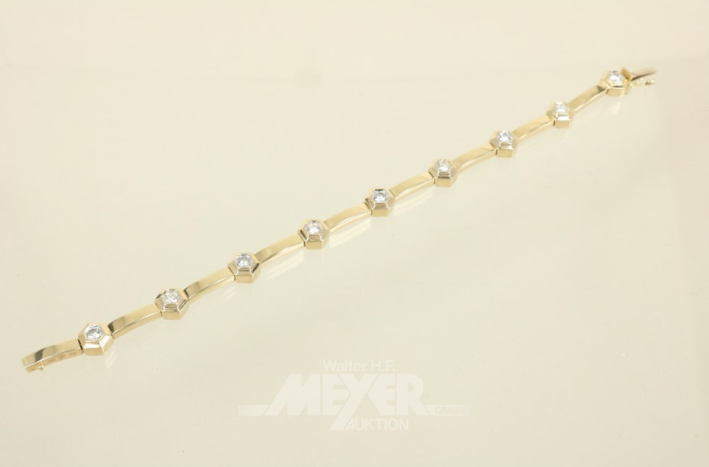 Armband, 585er GG, ca. 17 g., besetzt