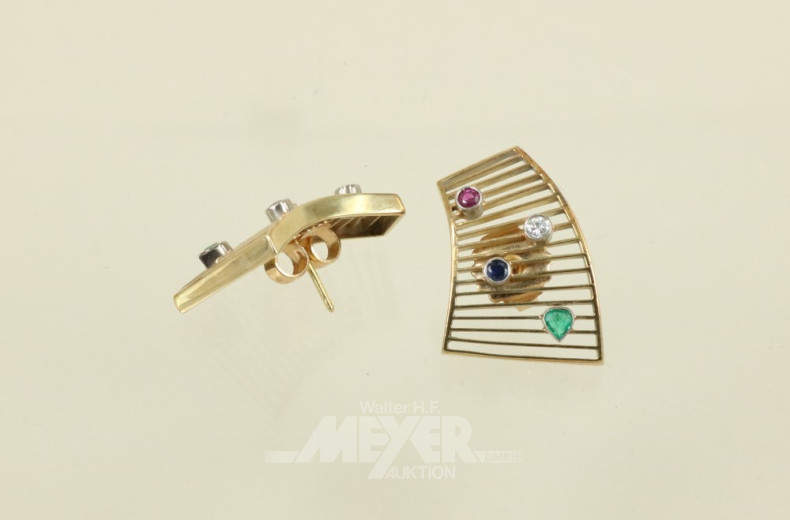 Paar gr. Ohrstecker, 585er GG,