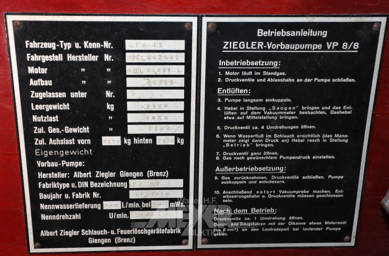 OPEL Blitz 330 LF8-TS m. Ziegler-Aufbau