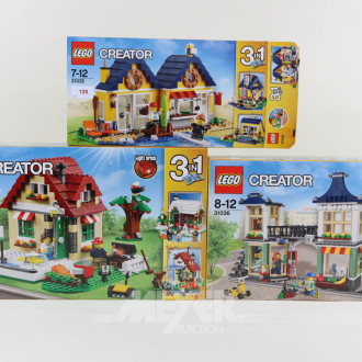3 LEGO Creator 3 in 1, tlw. bespielt