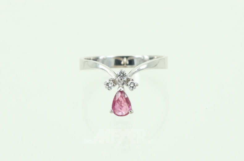 Damenring, 585er WG, besetzt mit