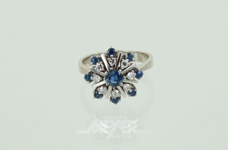 Damenring, 585er WG, besetzt mit