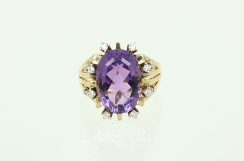 Damenring, 585er GG, besetzt mit