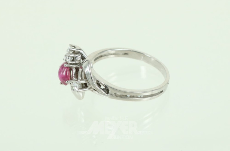 Damenring, 585er WG, besetztt mit 4