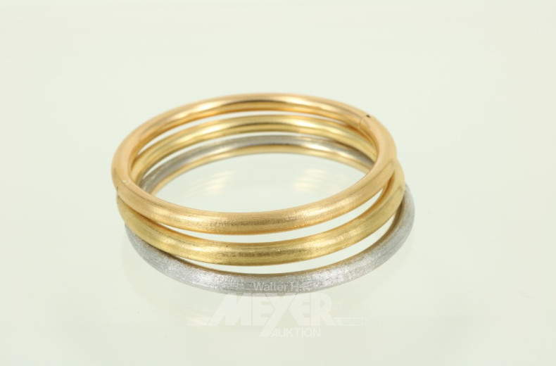 3 Armreifen, 750er RG/GG/WG,