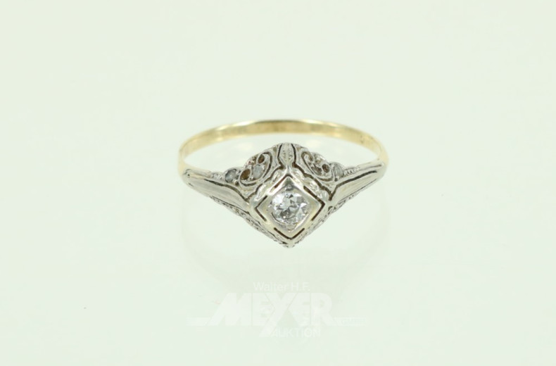 Damenring, 585er GG/WG, besetzt mit